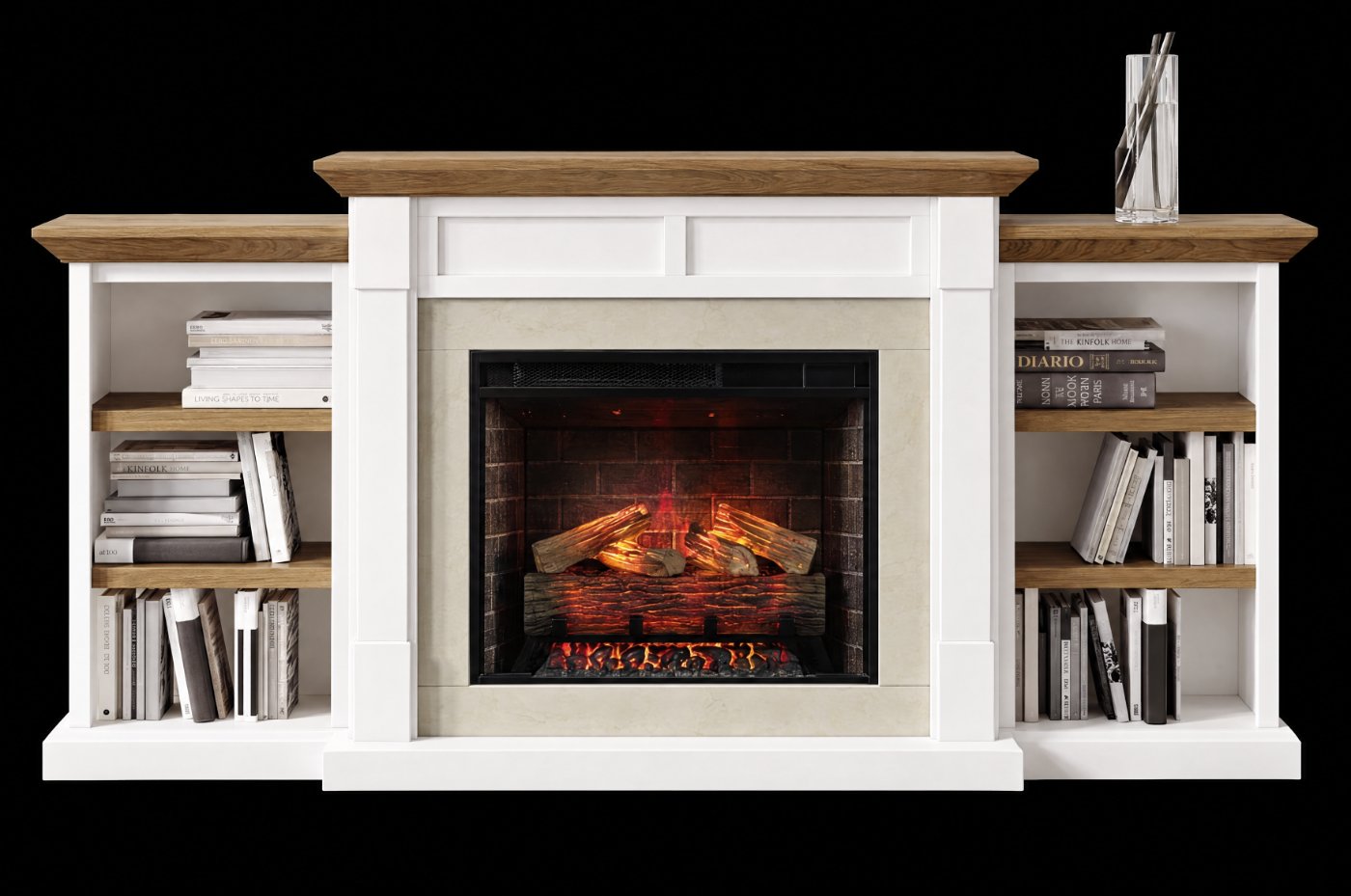 DECORFLAME mantel with bookcases electric fireplace