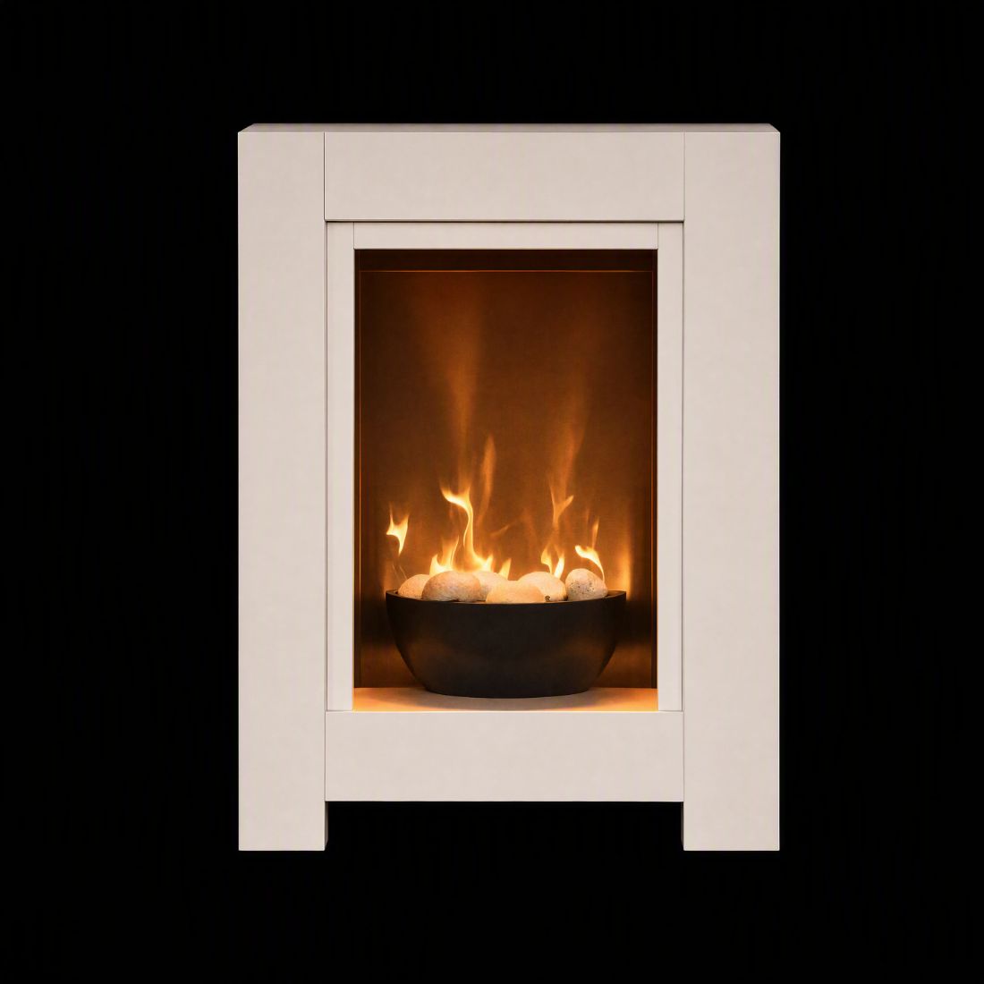 Pebble bowl electric fireplace suite