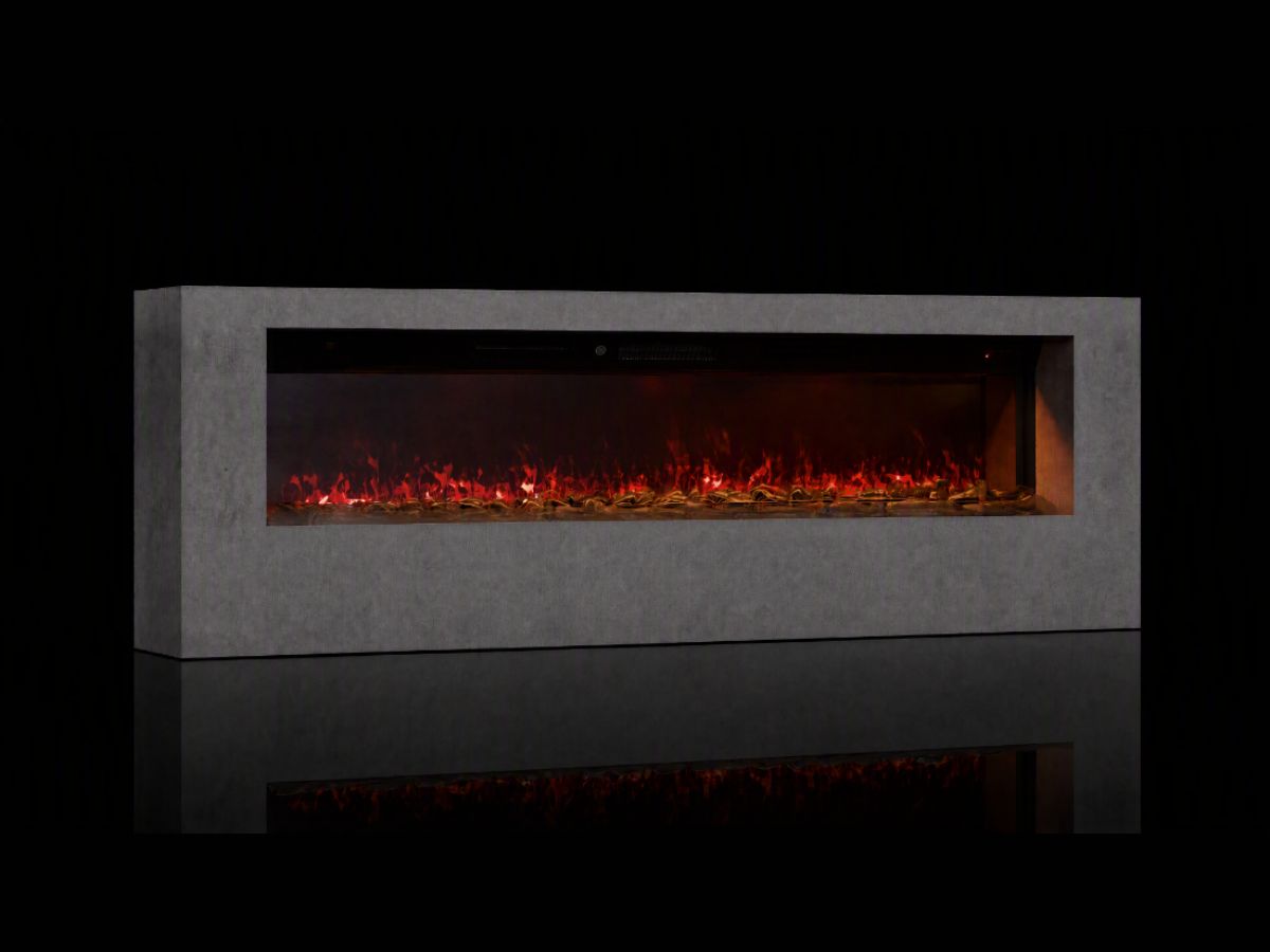 Stone grey finish electric fireplace